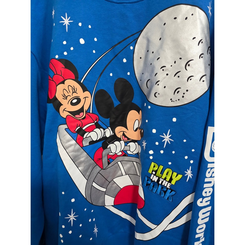 Walt Disney World Play in the Park Space Mountain Blue Sweatshirt Mens XL - Picture 2 of 5